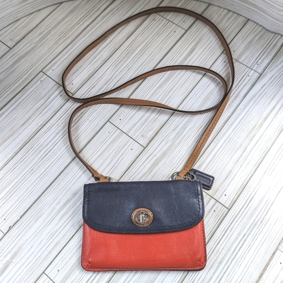 Coach Park Leather Dylan Colorblock Mini Crossbody Bag in Navy Blue and Red - Picture 3 of 11